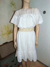 Boho prairie cottage core dress large white lace Latin Fit & Flare Hippie Dress 