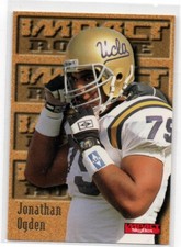 1996 Skybox Impact Football #183 Jonathan Ogden BALTIMORE RAVENS Rookie Card 92. rookie card picture