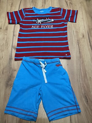 Hatley Kinderschlafanzug Jungen kurz 5/6 Jahre Größe 116, Flugzeug, gepflegt