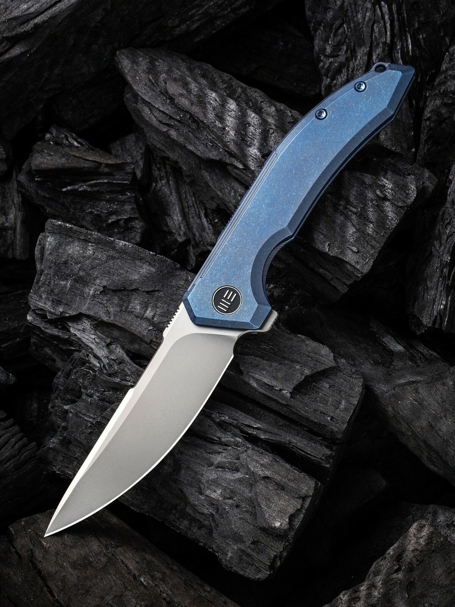 WE Quixotic Flipper 20CV Bead Blasted Drop Point Blade Blue