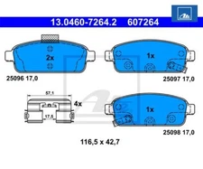 Brake pad set, disc brake ATE 13.0460-7264.2 for Opel
