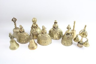 Vintage Brass Bells Of Various Size & Styles Job Lot 4292g