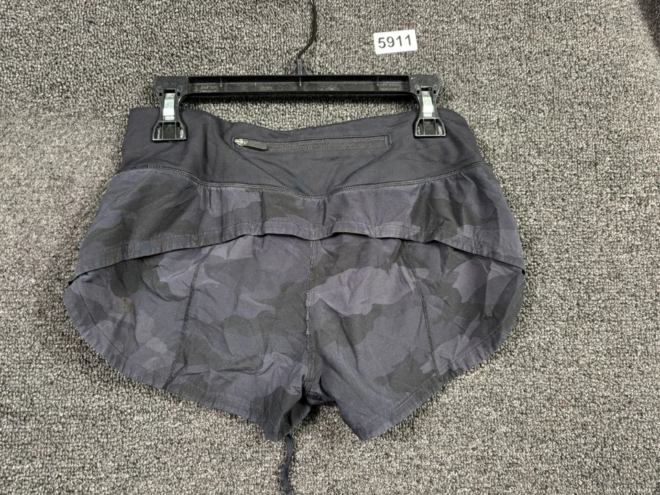 "Corto Lululemon Speed Up LR 2,5"" Forrado Negro Camuflaje Mujer Talla 0 Athleisure" Foto 2 de 4