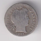 1904-P BARBER DIME 10¢ PHILADELPHIA MINT 90% SILVER COIN UNITED STATES AMERICA