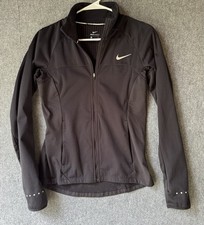 Nike Shield Women's Black Full Zip Running Track Jacket, Polyester, Size S
