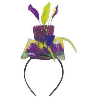 Mardi Gras Top Hat Headband Feathers Top Hat Fits Most Mardi Gras Hats