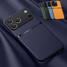 Shockproof Leather Magnetic Phone Case for iPhone 17 Air 16e 15 14 13 12 Pro Max