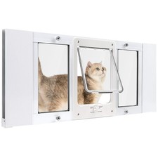 Full-Size Window Pet Door for Cats Small Dogs, Fits 32"-36" Width Windows, ...