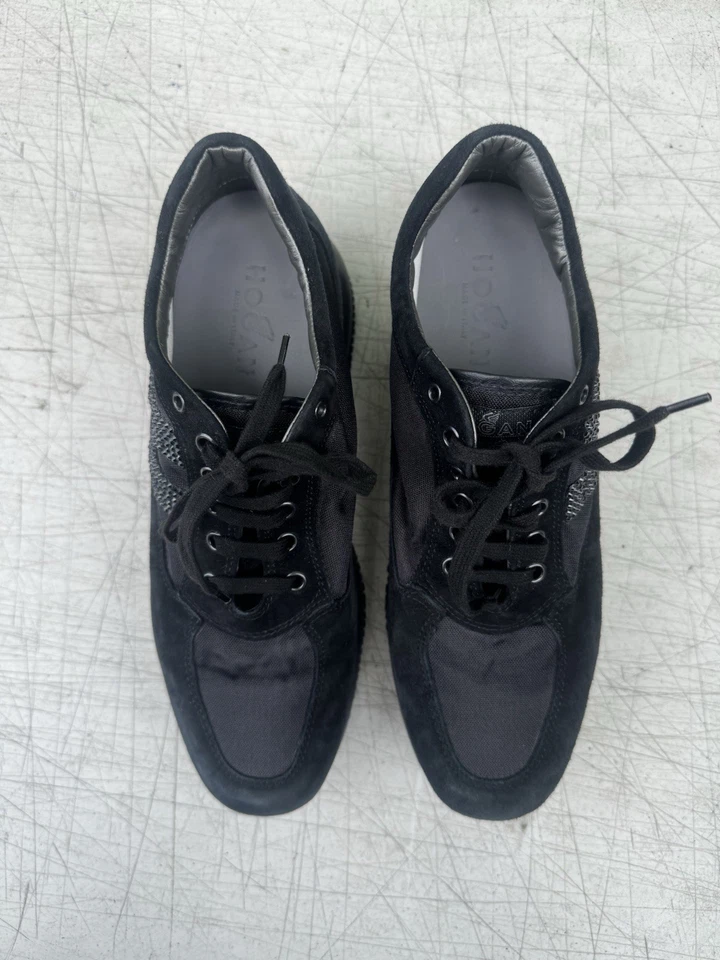 Zapatillas deportivas interactivas Hogan para mujer talla 8 negras gamuza pedrería zapatos Foto 3 de 4