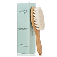 Natemia Wooden Baby Soft Hair Brush Natural Goat Bristles D7