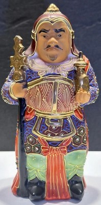 Vintage Japanese Kutani Figurine Porcelain - God Bishamonten - 6  Gold Plated