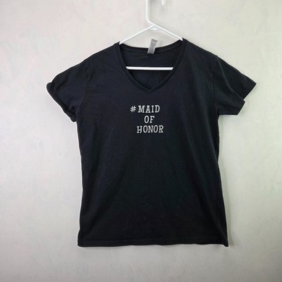 Gildan Heavy Cotton T Shirt Women Extra Large Black #Maid Of Honor Graphic Print
