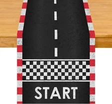 Race Track Table Runner for Home Party Decorations Seasonal Summer Washable K...