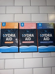 Hydra Aid Electrolyte Mix Variety Pack Orange Cream, Watermelon, Blue Raspberry