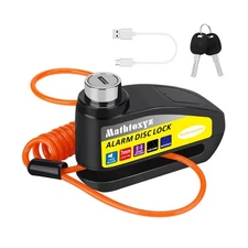 Motorcycle Lock Rechargeable, 120dB Alarm Disc Brake Locks Anti-Theft Securit...