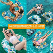 3 Pack Inflatable Pool Floats for Adults with Cup Holders  Headrest - Heavy Dut