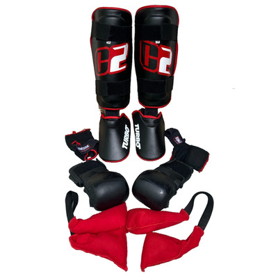 C2 Turbo Leg Shin Guards Black S/M Ring Horns Boxing Gloves L/XL Ringside Inner