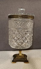 ANTICO CENTROTAVOLA IN CRISTALLO ED OTTONE ARREDAMENTO VINTAGE DA COLLEZIONE