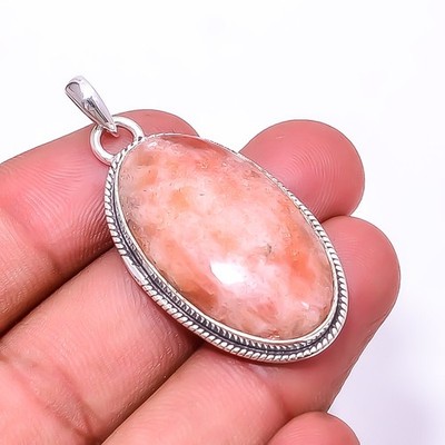 Natural Golden Sunstone 925 Sterling Silver Pendant 1.95'' P60, Christmas Gift