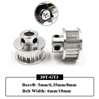 5PCS/Pack GT3 20 Teeth Aluminum Timing Pulley Bore Diameter 5mm 6.35mm 8mm