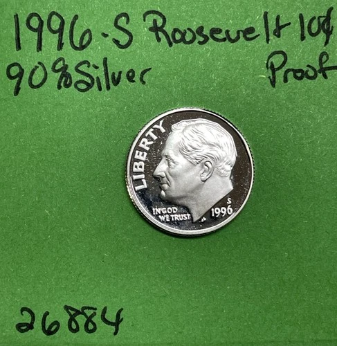 1996-S Roosevelt Dime 10c Gem DCam Proof 90% Silver See Pics