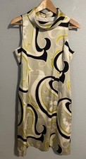 Vintage Banana Republic Dress Womens 6 Silk Cowl Neck Graphic Floral Artsy Y2K