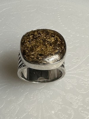 Vintage Sterling Silver Retired Silpada Designer Bronzite Stone Ring Size 9 3/4 