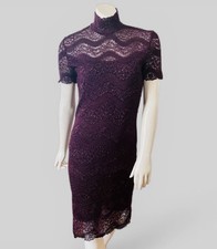 VTG 90’s Lace Bodycon Mini Dress Metallic Purple Clubwear Party Juniors XS
