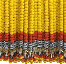 Marigold Garland for Decoration 5 Feet Long 5Pc Diwali Decorations for Home