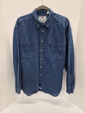 Vintage LEVI'S RED TAB Blue Denim Metal Button Shirt Relaxed Fit Two Pockets L