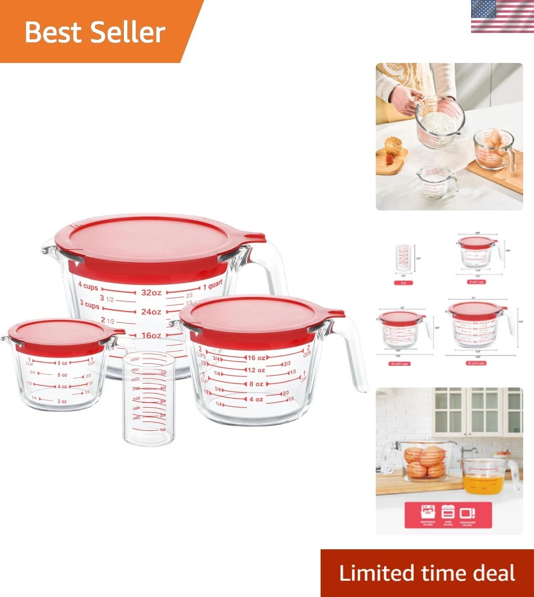 4 Piece Glass Measuring Cups Set, 5 Oz, 1-Cup, 2-Cup, 4-Cup Liquid Measuring ...
Opens in a new wind