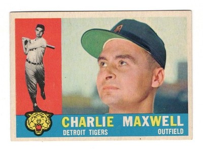 CHARLIE MAXWELL DETROIT TIGERS #443 1960 TOPPS CREASE FREE EX-NM