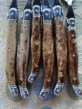 Laguiole French Flatware Set 35 Pieces Wooden Handles 14, Spoons, Forks, Knives