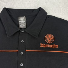 JAGERMEISTER Polo Shirt Mens XL Embroidered Golf Orange/Black Bartender Liqueur
