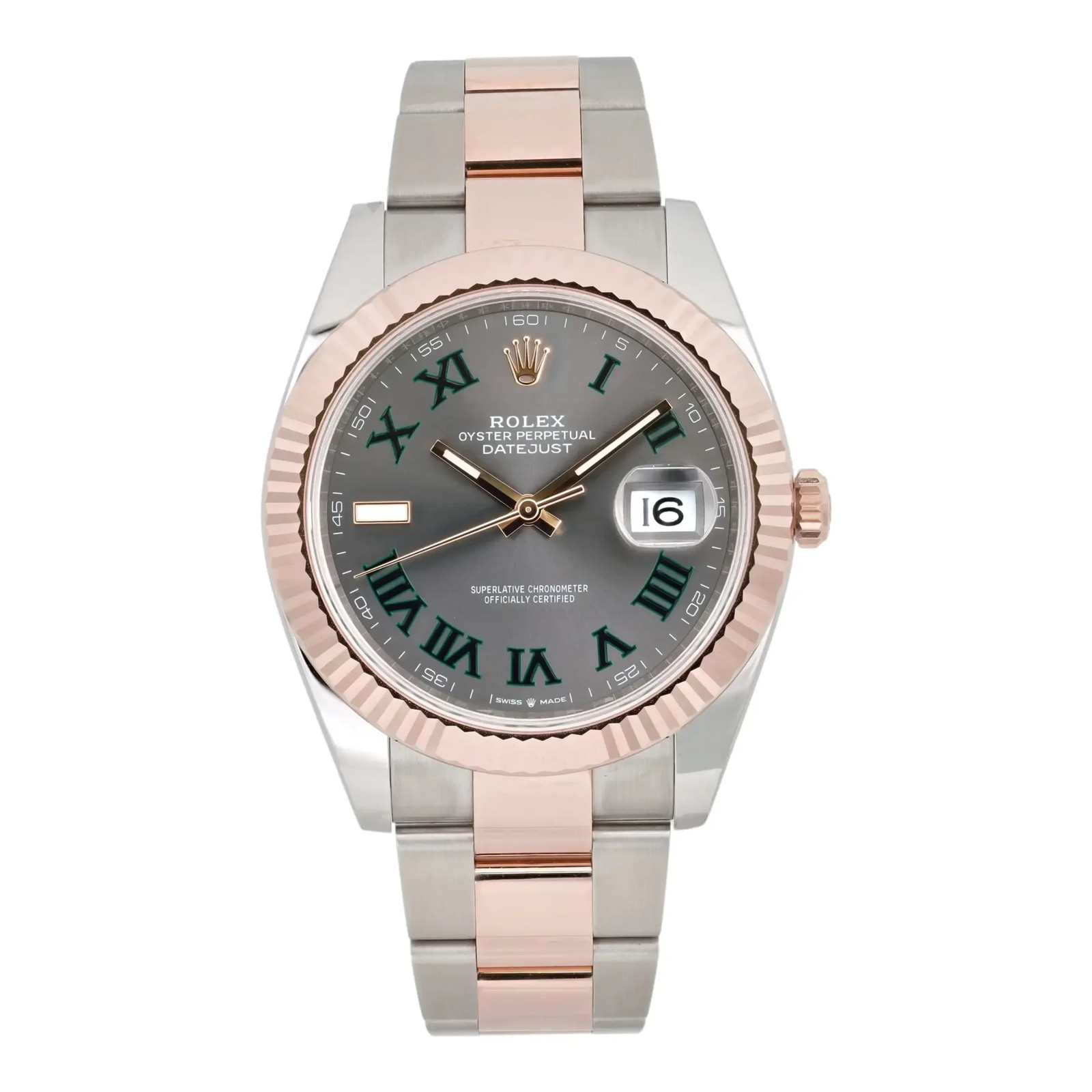 Rolex Datejust 41 18K Rose Gold Steel Wimbledon Dial Mens Watch 126331
