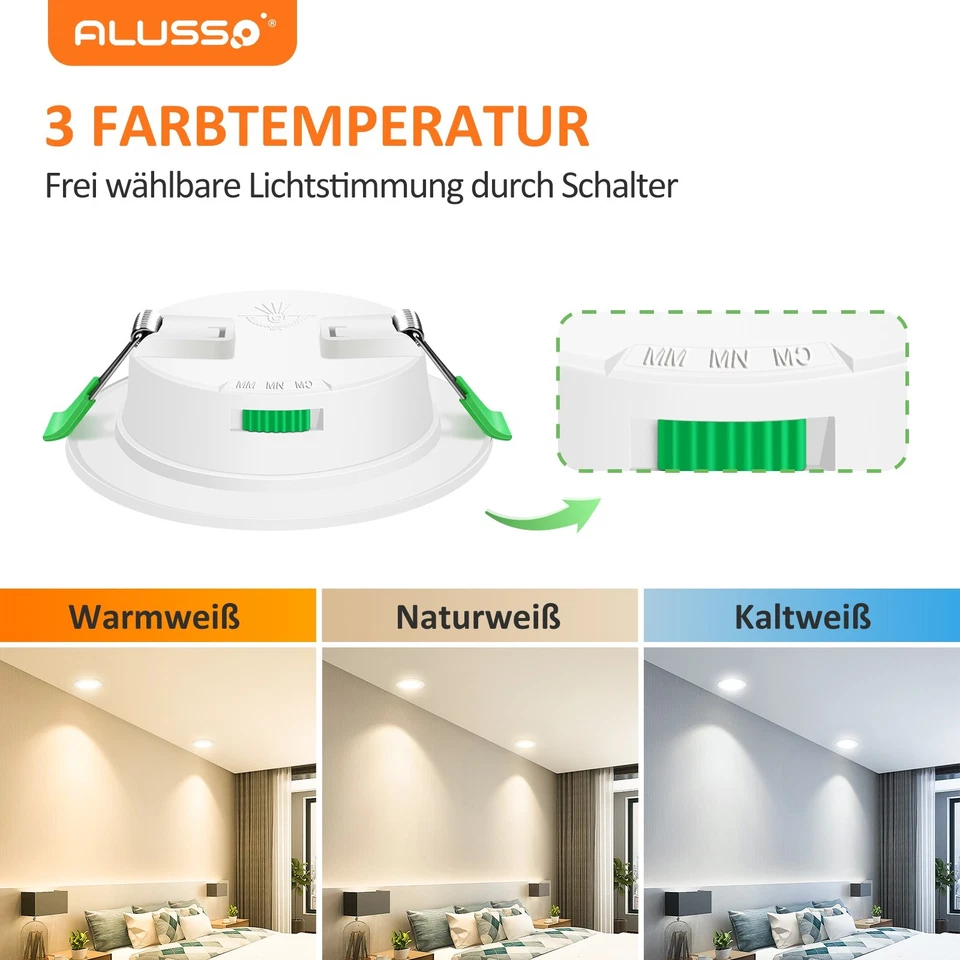 6er LED Einbaustrahler 3CCT Dimmbar 55-205mm Spot Panel Ultraslim Deckenleuchte - Bild 4 von 4