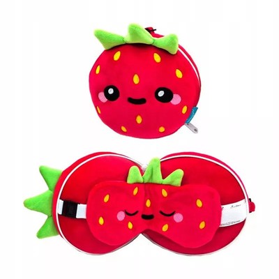 5055071506086 Poduszka podróżna i maska na oczy Strawberry Puckator