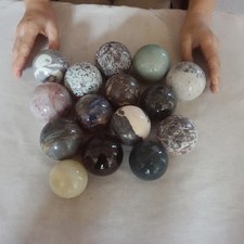 10LB 15Pcs A Set Of Natural Quartz Crystal Jasper Sphere Ball Polished Healing