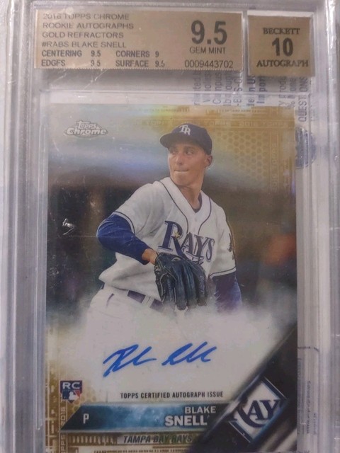 2016 Topps Chrome Autograph Gold Refractor RC Blake Snell BGS 9.5 Gem #/50.
