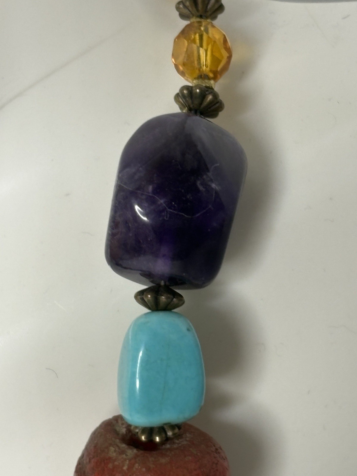 vintage Multi stone Statement necklace Chunky Tri… - image 4