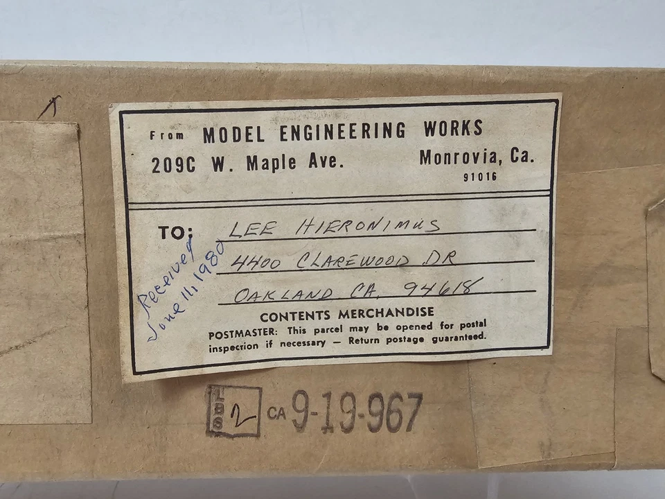 1980-е Model Engineering Works 12x4x4 Коробка для Доставки с Оригиналом. Этикетка - Изображение 2 из 4