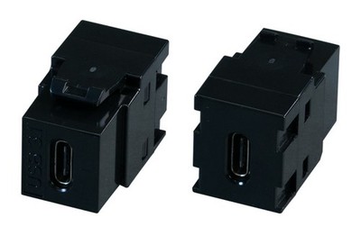 USB 3.2 Keystone Einbauadapter C Buchse auf C Buchse schwarz 10Gbit/s 60 Watt Po