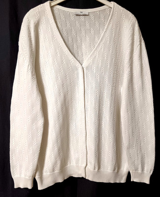 Strickjacke PETER HAHN 100% Baumwolle Weiß Gr. 48/50 - beachte Maße unten!
