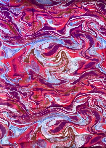 African Print, Chiffon Fabric - Purple, Dark Red, Pink "Wasi Whirl", ~2 Yards - Picture 3 of 4