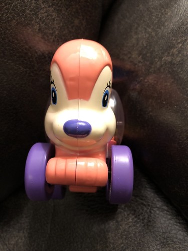 Vintage 1994 Gerber Rolling Pink Bunny Rabbit Popping Baby Toy Plastic - Picture 2 of 5