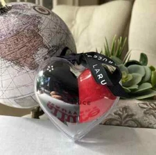 LARUCE BEAUTY duo sponge set, red & black in clear heart case, NEW
