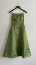 simple green strapless formal prom dress