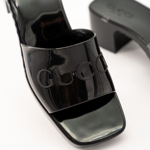 size 37G 7 US Gucci Black Rubber Mule Slide Sandals Jelly - Picture 7 of 11