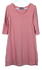 Duffield Lane Women’s Size Small Coral Wave 3/4 Sleeve Dress Cotton Spandex