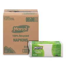 Marcal 6506 11.4" x 12.5" 100% Recycled Luncheon Napkins - White (6/CT) New